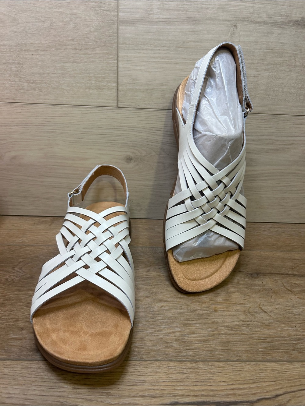 EASY SPIRIT Womens Ivory Mar Round Toe Wedge Leather Slingback Sandal 12 M
